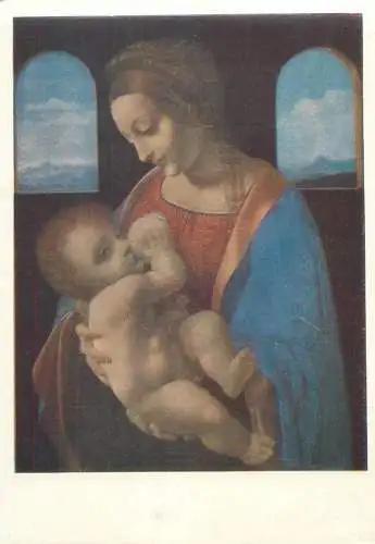 Metropolitan Museum Moscow Soviet Fine Art Painting Postcard Madonna and child