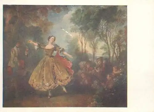 Metropolitan Museum Moscow Soviet Fine Art Painting Postcard ball in the woods dancer