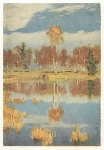 Metropolitan Museum Moscow Soviet Fine Art Painting Postcard Russia autumn landscape