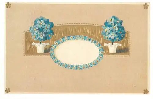 Blumen Buch Vergiss mein nicht / Forget me not flowers repro best wishes greetings postcard