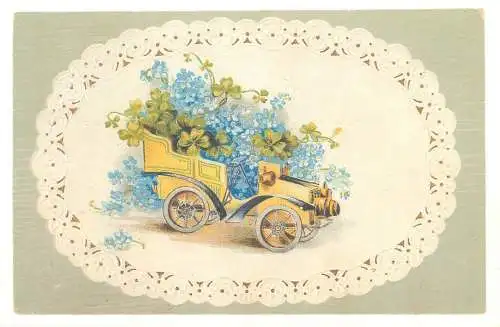 Blumen Buch Vergiss mein nicht / Forget me not flowers repro best wishes greetings postcard shamrock