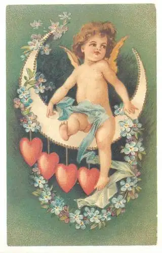 Blumen Buch Vergiss mein nicht / Forget me not flowers repro best wishes greetings postcard angel