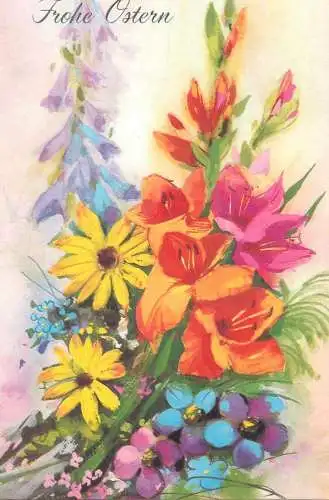 Flower postcard greetings flower Frohe Ostern