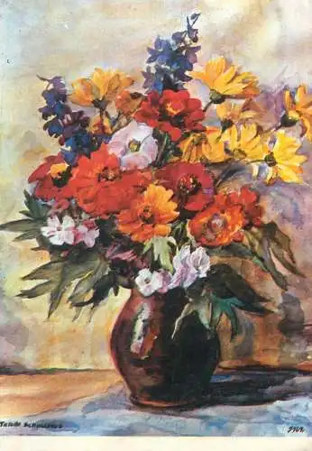 Flower postcard greetings flower vase painting Trude Schullerus