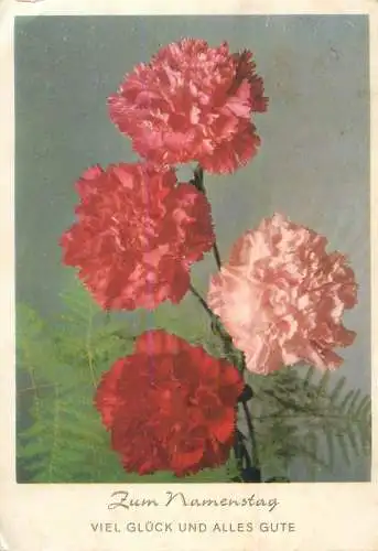 Flower postcard greetings Viel Gluck und alles gute 1971