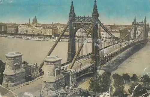 Postcard Hungary Budapest bridge