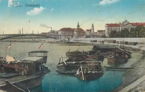 Postcard Hungary Liszapart harbour