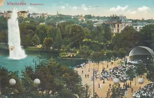 Postcard Germany Wiesbaden fountain