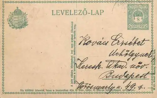 Postcard Hungary letter coat of arms Budapest
