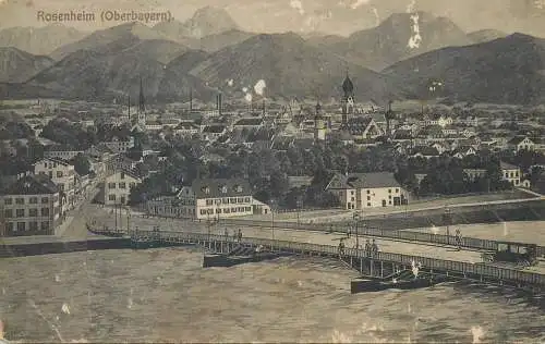Postcard Germany Oberbayern Rosenheim panorama