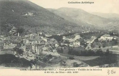 France Postcard cpa Sospel vue generale Vallee de Bevera