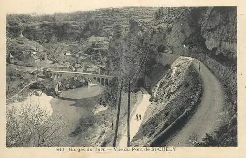 France Postcard cpa Gorges du Tarn vue du Pont se St-Chely