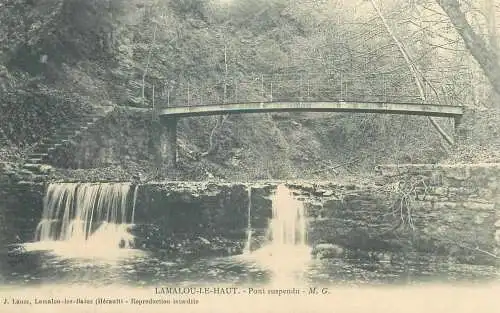 France Postcard cpa Lamalou-le-Bains Lamalou-le-Haut Pont suspendu