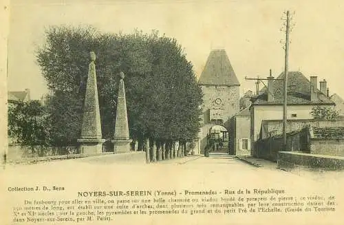 France Postcard cpa Noyers-sur-Serein Promenades Rue de la Republique