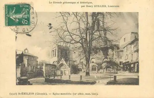 France Postcard cpa St Emilion Eglise monolithe La Gironde pittoresque et historique par Henry Guillier