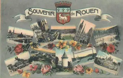 France souvenir de Rouen Postcard multi view