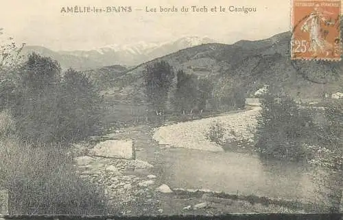 cpa France Postcard Amelie-les-Bains Les bords du Tech et le Canigou