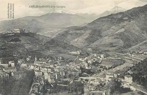 cpa France Post card Amelie-les Bains Le Canigou vue aerienne
