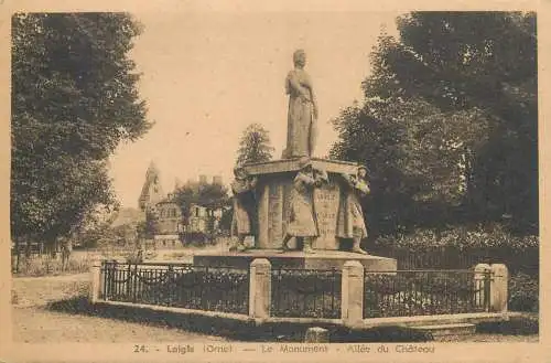cpa France Postcard Laigle Le Monument Allee du Chateau