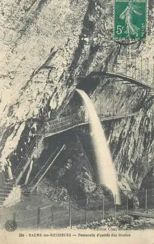 cpa France Postcard Baume-les-Messieurs Passerelle d'entree des Grottes