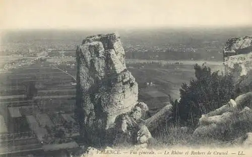 cpa France Postcard Valence vue generale Le Rhone et Rochers de Crussol