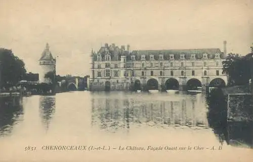 cpa France Postcard Chenonceaux le Chateau facade ouest sur le Cher