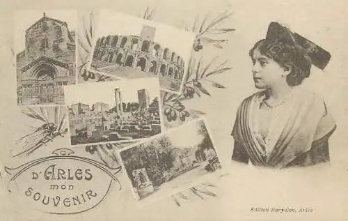 cpa France Postcard Souvenir d'Arles multi view