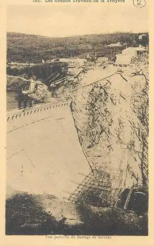 cpa France Postcard Les Grands Travaux de la Truyere Barrage de la Sarrans vue partielle