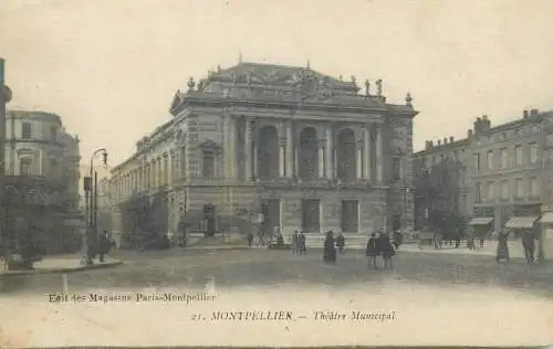 cpa France Postcard Montpellier Theatre Municipal