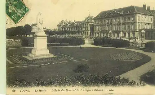France cpa Postcard Tours Le Musee L'Ecole des Beaux-Arts et le Square Rabelais