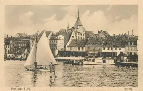 Postcard Germany Rostock sailship