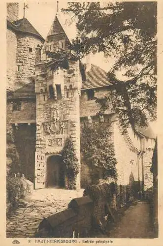 Postcard France Alsace Haut Koenigsbourg main gate