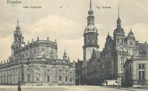 Postcard Germany Dresden cathedral clocktower