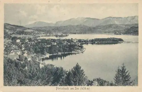 Postcard Germany Portschach am See aerial