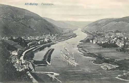 Postcard Germany Alf bullay panorama paddleboat