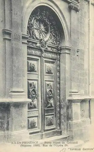 France cpa Postcard Porte Hotel de Grimaldi Aix-en-Provence