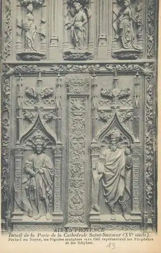 France cpa Postcard Detail de la Porte de la Cathedrale Saint Sauveur Aix-en-Provence