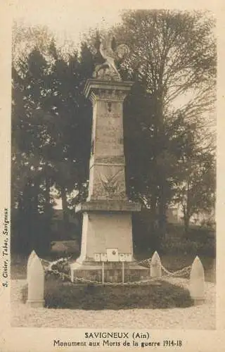 France cpa Post card Savigneux (Ain) Monument aux Morts de la guerre 1914-1918