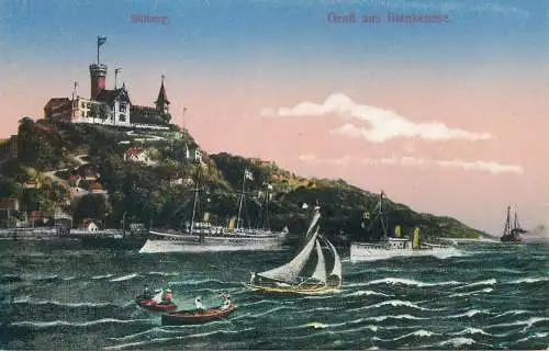 Postcard Germany Süllberg (Hamburg) sailboat