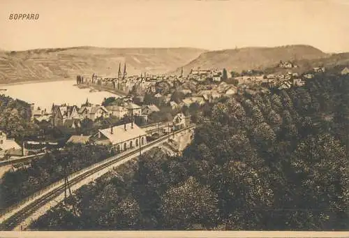 Postcard Germany Boppard aerial train track