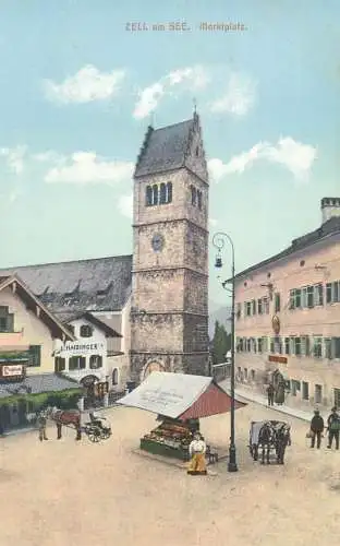 Postcard Austria Zell am See clocktower