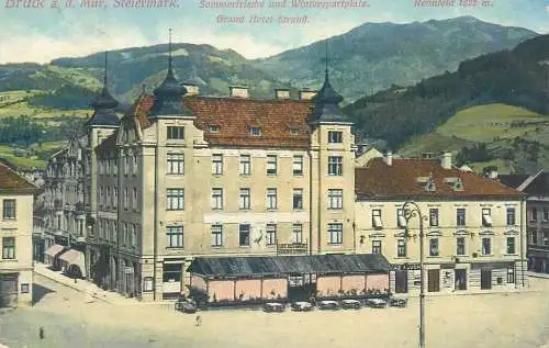 Postcard Austria Bruck a d Mur Steiermark Grand Hotel Strauss