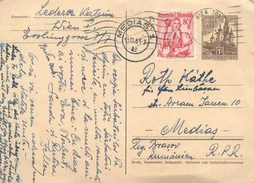 Austria 1951 Postkarte - Medias Romania