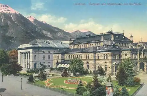 Postcard Austria > Tirol > Innsbruck theatre and city hall