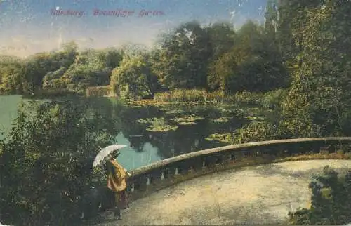 Postcard Germany Karlburg botanical garden umbrella