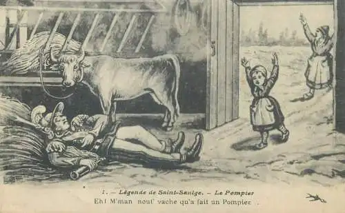 France CPA Postcard Legende de Saint-Saulge Le Pompier