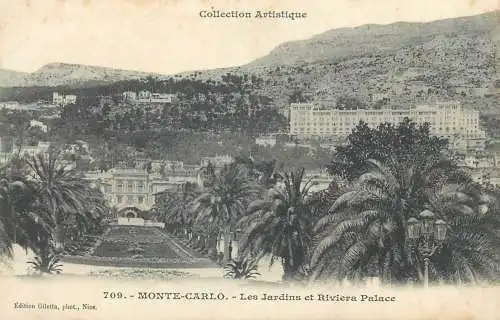 Monaco CPA Postcard Monte-Carlo Les Jardins et Riviera Palace