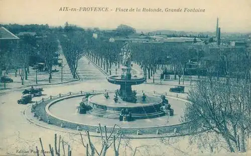 France CPA Postcard Aix-en-Provence Place de la Rotonde Grande Fontaine