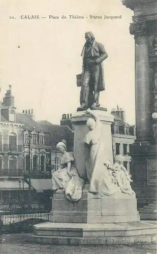 CPA Postcard France Bayonne Calais Place du Theatre Statue Jacquard
