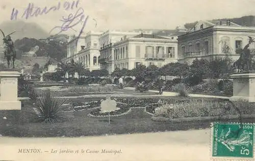 CPA Postcard France Menton Les Jardins et le Casino